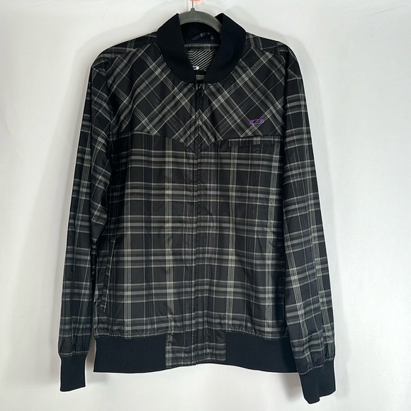 Oakley Black, Grey & Purple Plaid Light Mens Windbreaker Jacket - Picture 1 of 12